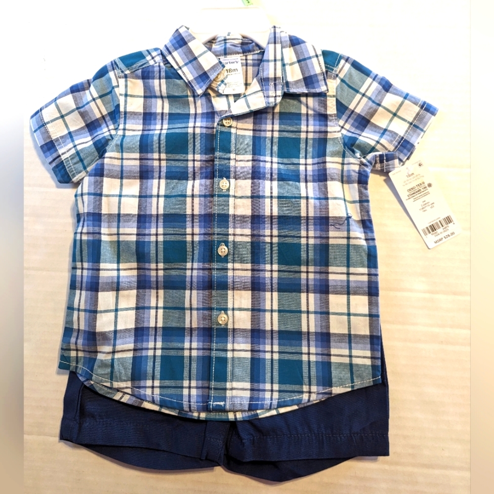 Carter's Little Boys 2 Piece Summer Short Set Brand New With Tags 18 Mon… - Picture 1 of 6
